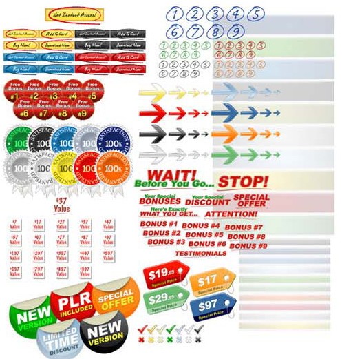 graphics pack buttons arrows price tag special offers